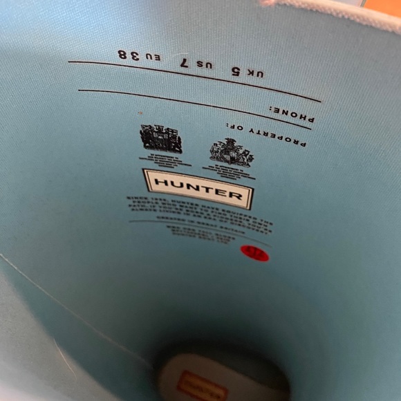 Hunter Women’s Original Tall Rain Boots with Liner Socks, Turquoise, size 7 - Picture 2 of 3